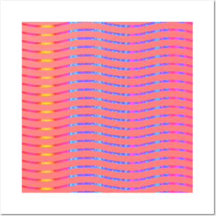 Wavy Lines Rainbow on Pink Posters and Art